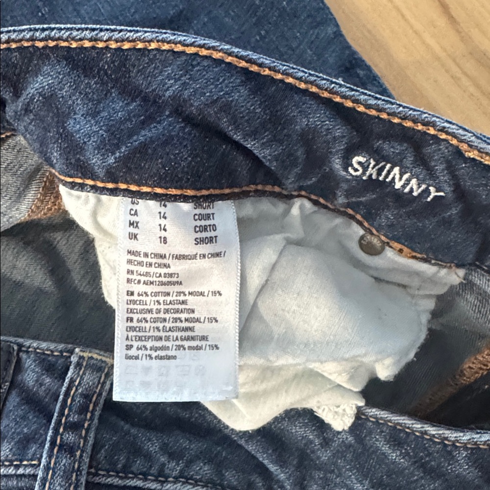 American Eagle Super Stretch Dark Blue Skinny Jeans 14 Short - Picture 5 of 5